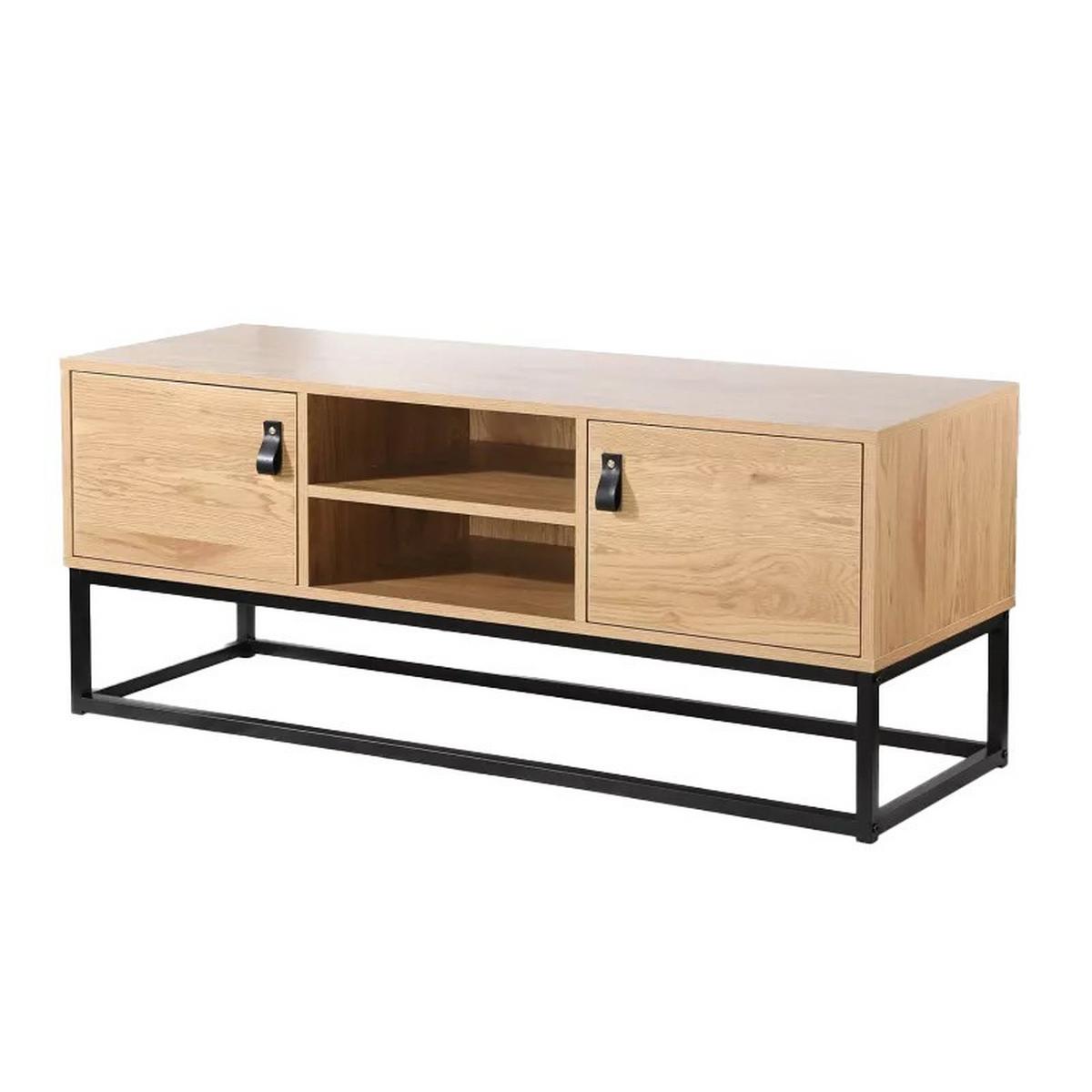 TV-MÖBEL Eiche Dekor 2 Türen und zentrale Ablage - L120 cm - Nussbaumfarben, Holzwerkstoff (39/48/120cm) - Calicosy