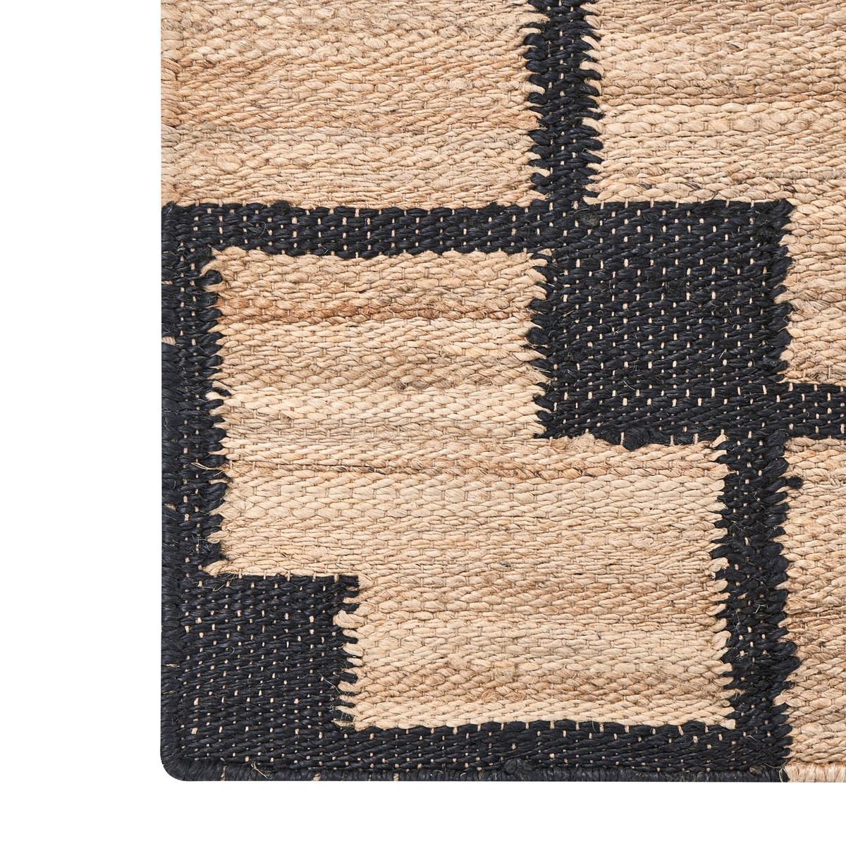 TEPPICH Schwarz/Beige 160/230 cm Jute Gondia - Beige, Textil (160/230cm) - Beliani