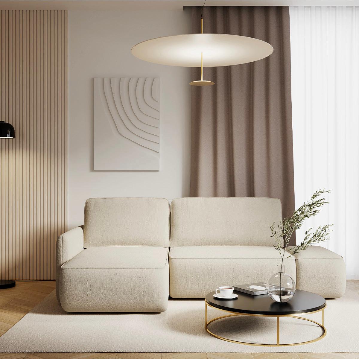 ECKSOFA Alessio 3 Sitzplätze Beige - Beige, Holz (229/148cm) - Petits-meubles