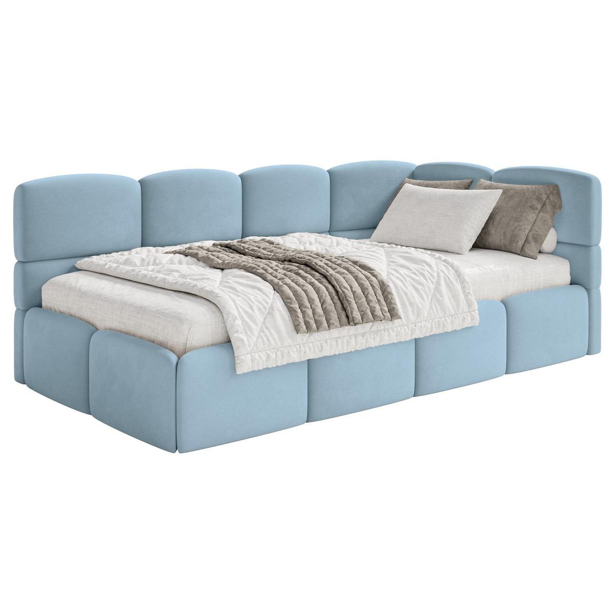 JUGENDBETT Cloudy Hellblau 120 x 200 cm - Blau/Schwarz, Kunststoff/Textil (120/200cm) - Selsey