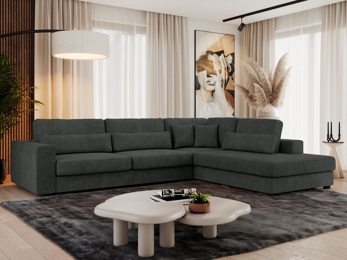 ECKSOFA Savona Dunkelgrau Strukture - rechts - Dunkelgrau/Schwarz, Kunststoff/Textil (249/316cm) - MKS