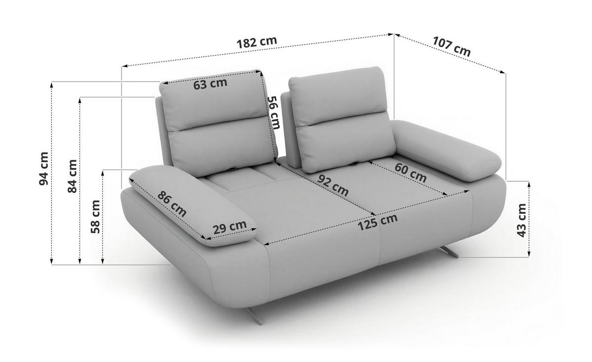 2-SITZER SOFA SORAE - Beige Stukture - Beige/Schwarz, Textil/Metall (182/94/107cm) - MKS