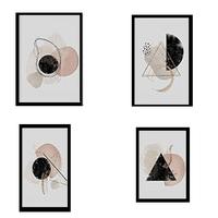 POSTER Set mit 4 abstrakte Formen und Figuren Braun A4 Schwarzer Rahmen - Schwarz, Papier (29.7/3cm) - Nacnic