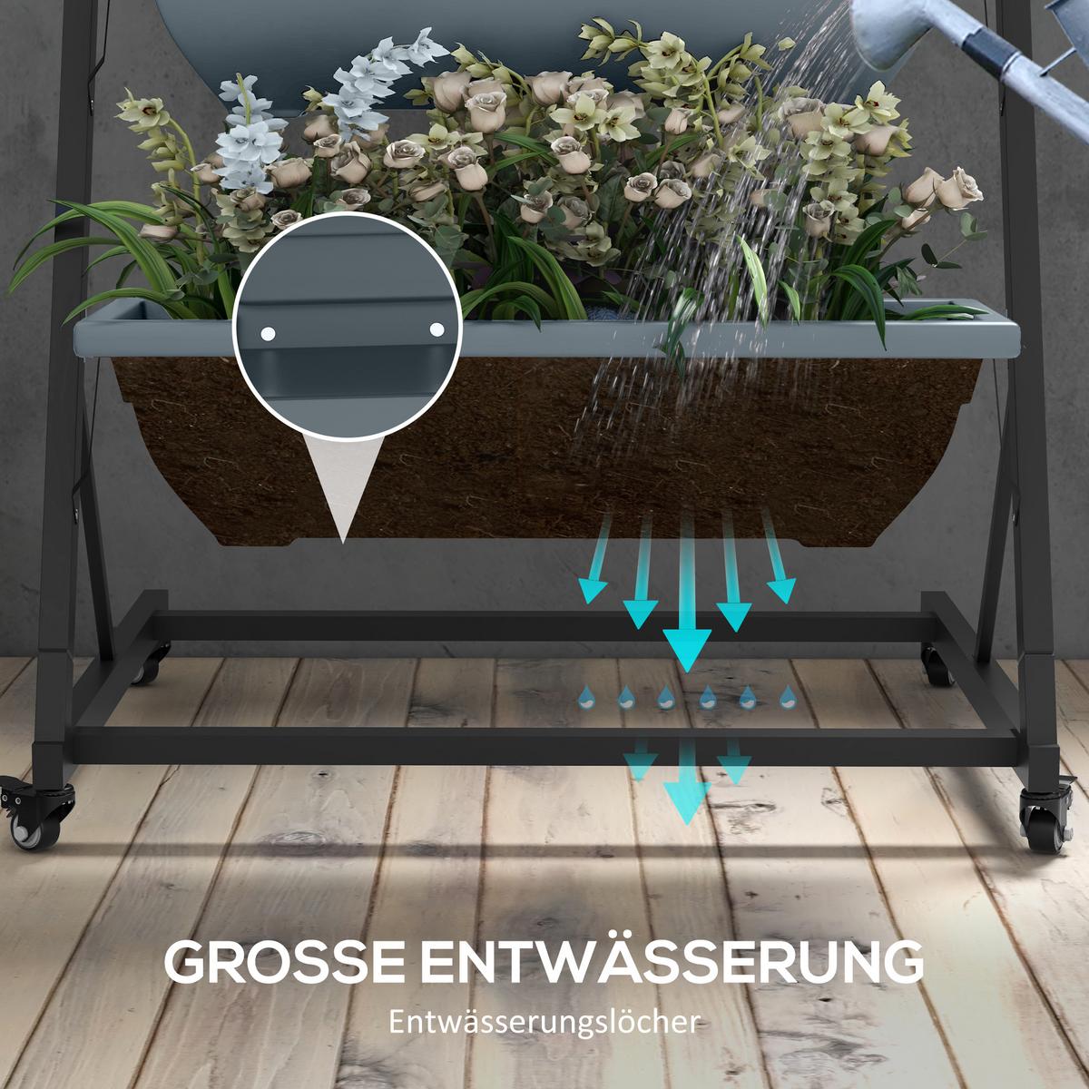 BLUMENKÄSTENSTÄNDER, Grau - Grau, Metall (67/145/65cm) - Outsunny