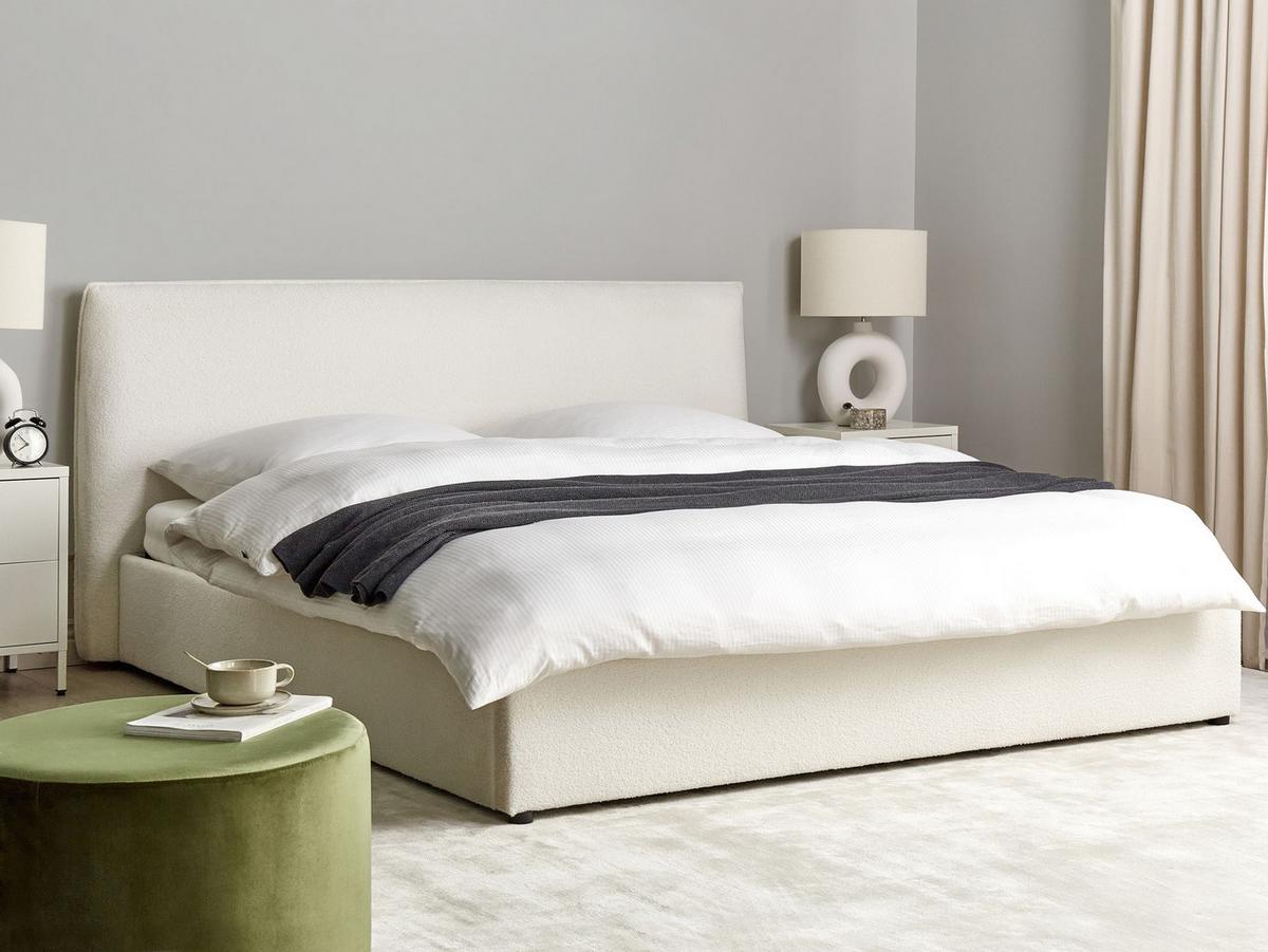 BETT 180/200 cm Cremeweiß Lavaur - Weiß, Textil (180/200cm) - Beliani