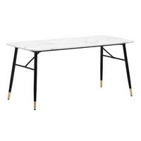 ESSTISCH Marmoroptik Metall Rechteckig Modern Klein, Weiß 180x90x76 cm - Goldfarben/Weiß, Holzwerkstoff/Metall (90/180/76cm) - KADIMA DESIGN