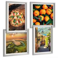 BILDER SET 4er Set - 50x50 cm & 40x60 cm Silberner Rahmen - Italienische Flüsse, Hügel, Straße - Silberfarben, Kunststoff (50/50cm) - TULUP