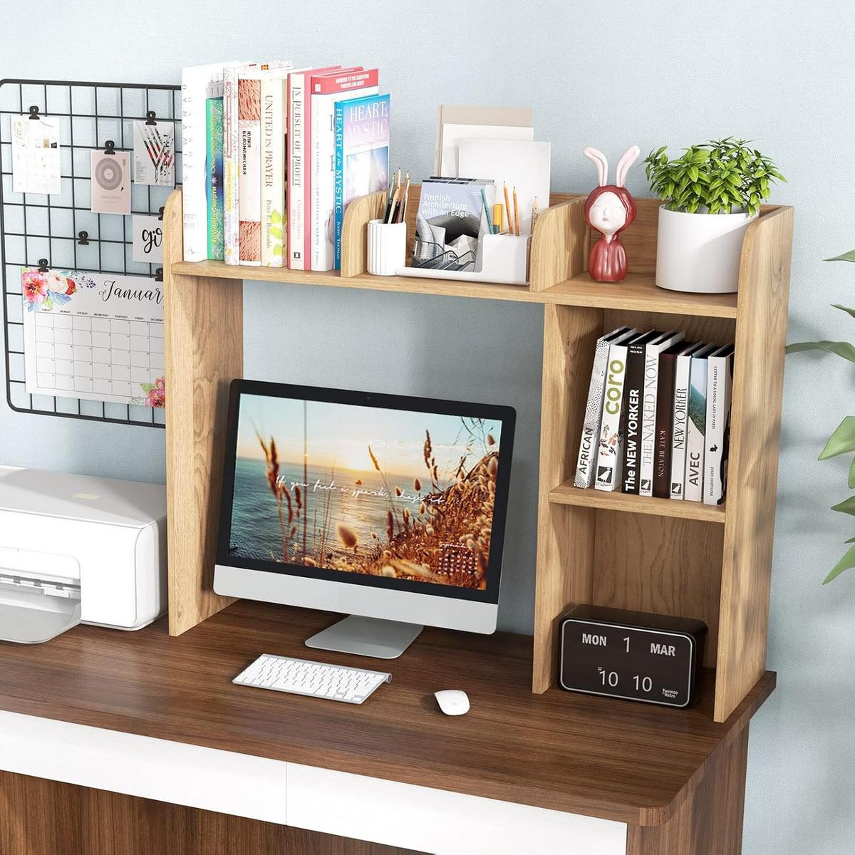 SCHREIBTISCHREGAL Tischregal Holz - Apfelbaumfarben, Holz (25/94/74cm) - COSTWAY