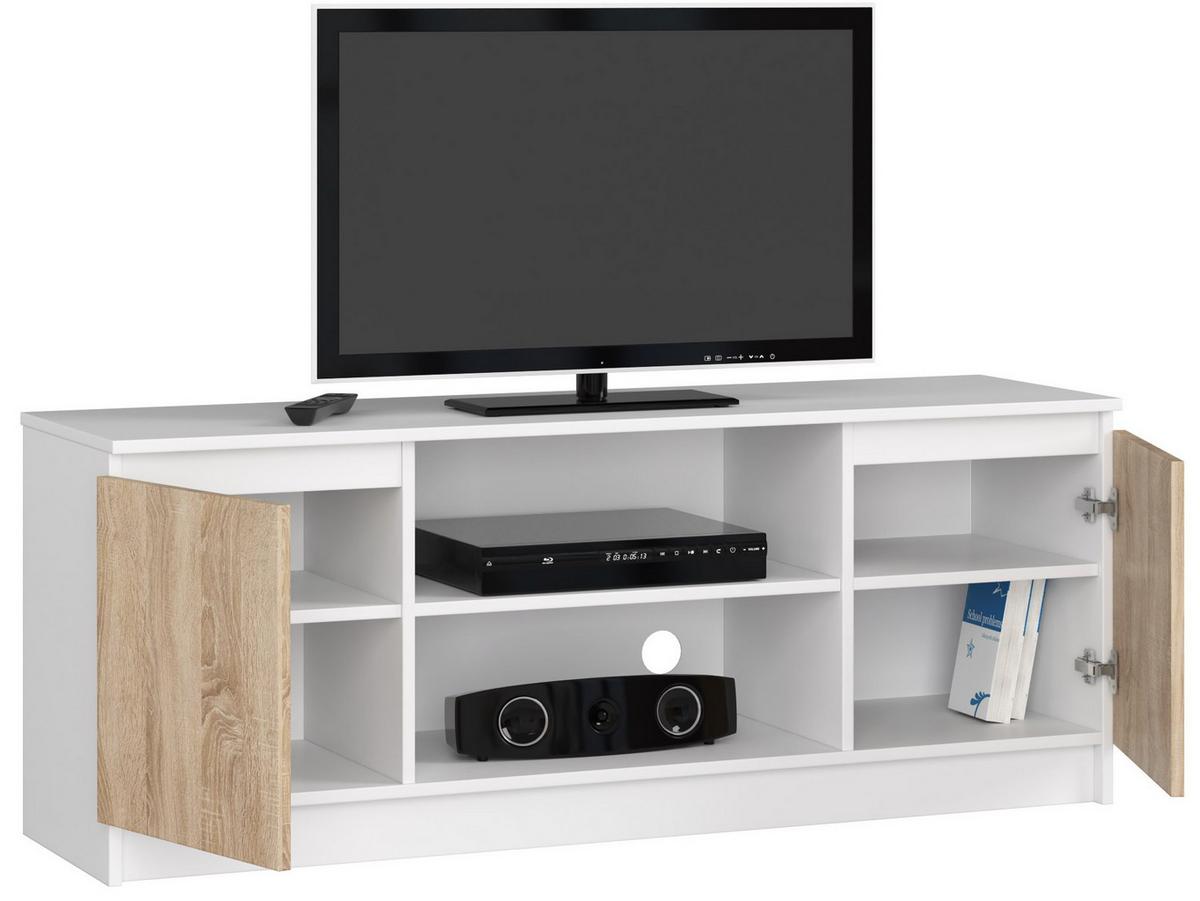 LOWBOARD Weiß, Eiche Sonoma 55/140/40 - Weiß, Holzwerkstoff (140/55/40cm) - RAUMHIRSCH FURNITURE