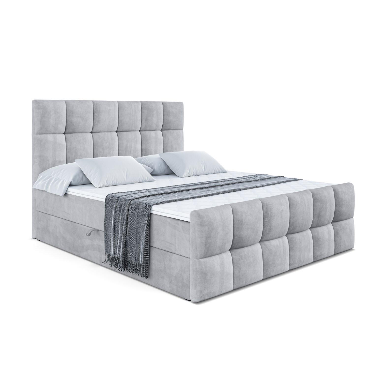 BOXBETT RICAR-Z - 140 x 200 - H3 - Hellgrau - Hellgrau, Holzwerkstoff (140/200cm) - ALTDECOR