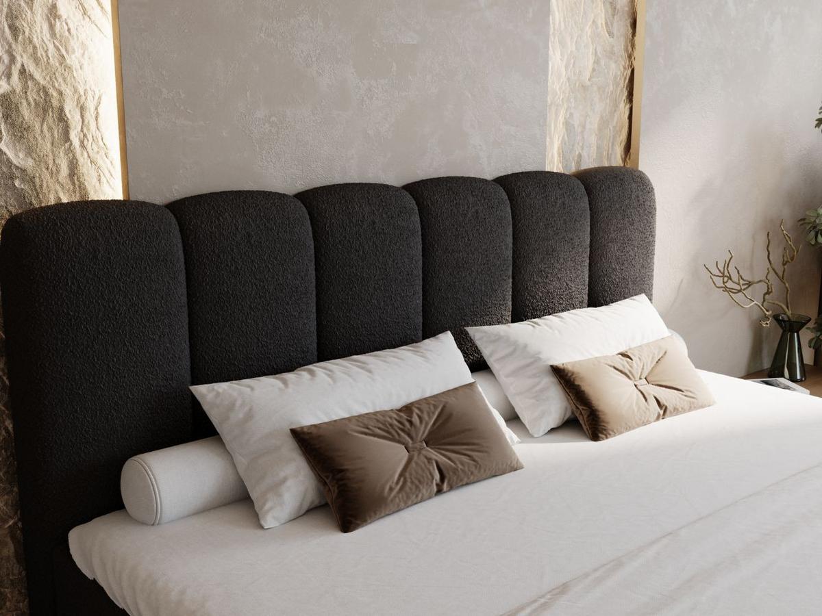 BOXBETT Cloud 140x200 Bouclé-Stoff Schwarz - Schwarz, Holz/Textil (140/200cm) - Graingold