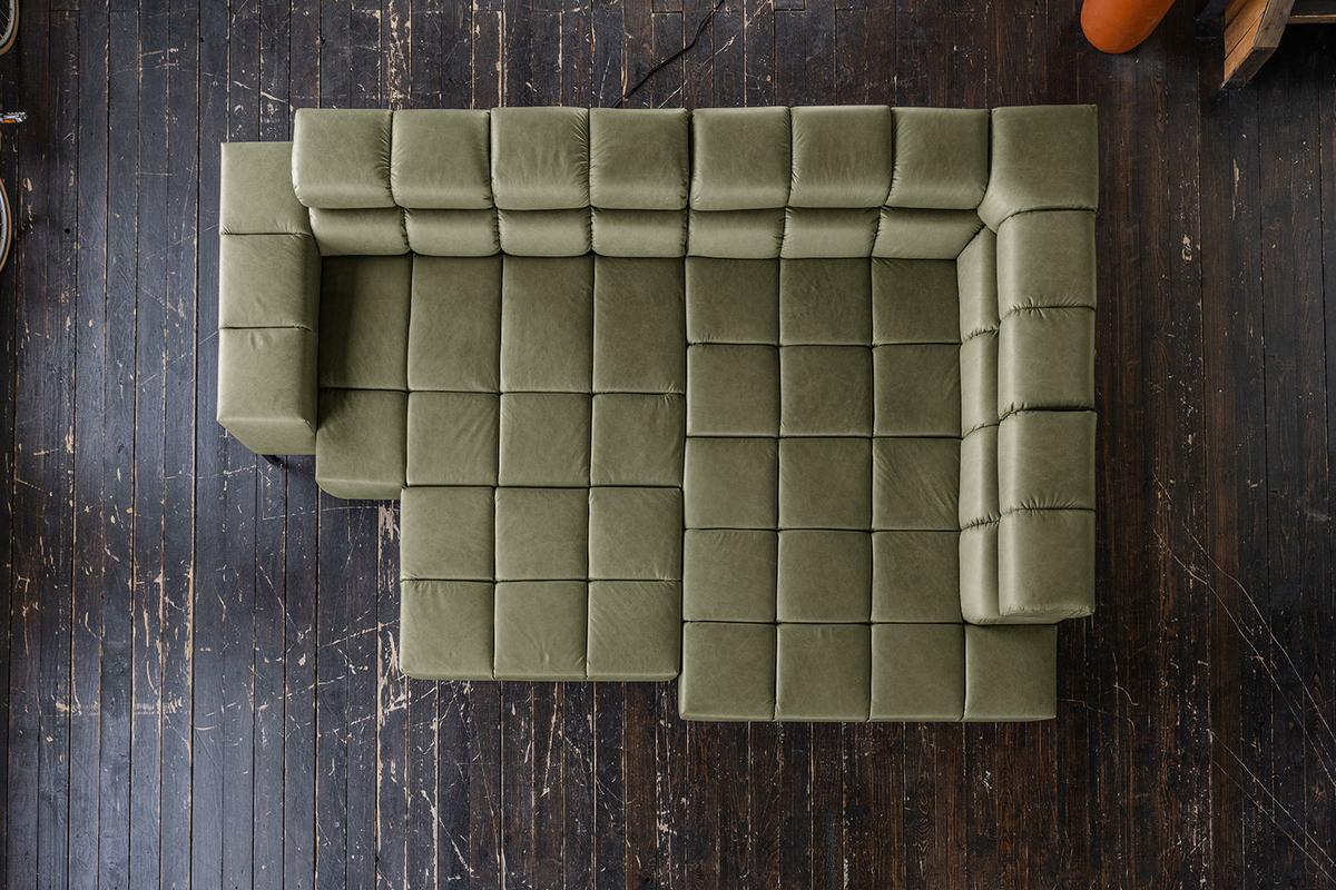 ECKSOFA NELSON Grün Leder Relaxfunktion - Schwarz/Olivgrün, Leder/Metall (321/216cm) - KAWOLA