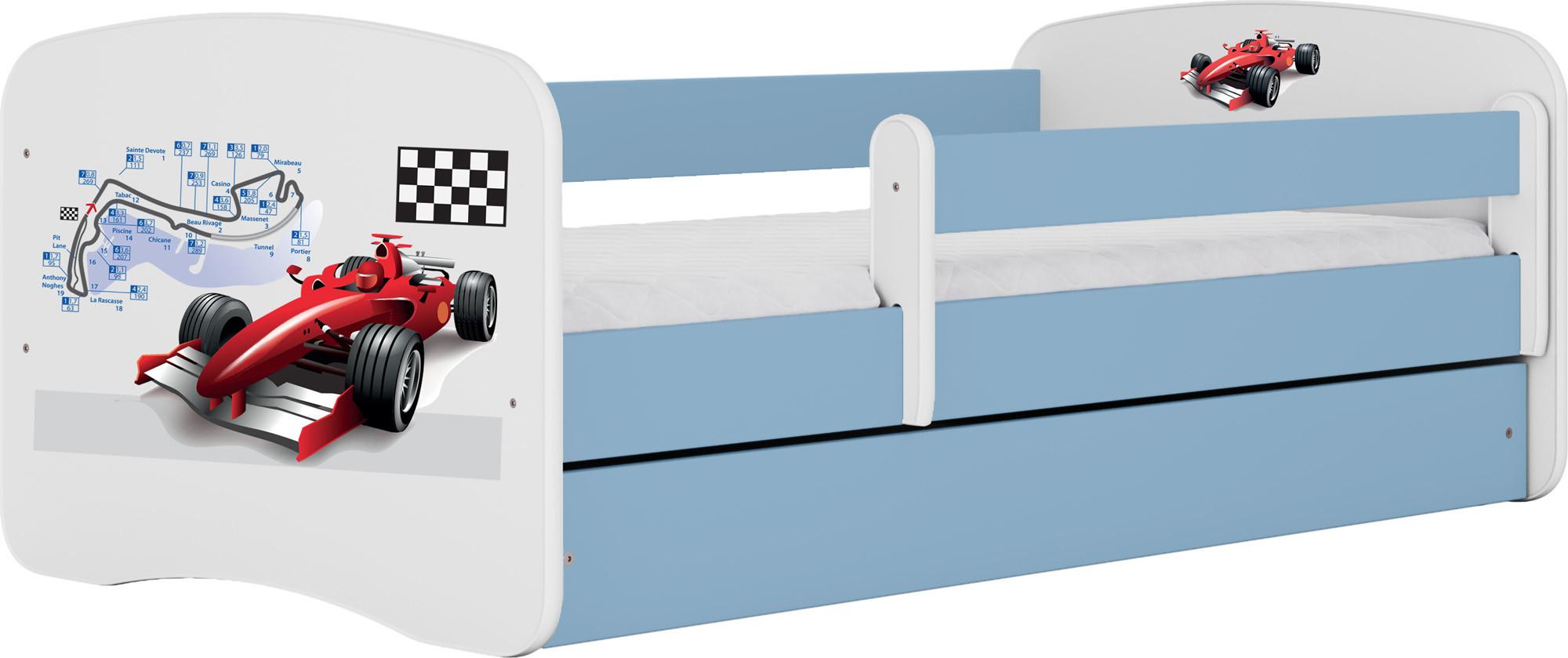 KINDERBETT Emily mit Schublade und Matratze, Blau 80x160 cm - Kirschrot, Holzwerkstoff (160/80cm) - WFL GROUP