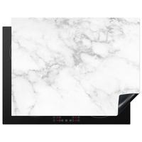 HERDABDECKPLATTE Marmor - Grau - Weiß - Strukturierter Marmor Induktionsmatte 77x59 cm - Weiß, Kunststoff (77/59/0.2cm) - MuchoWow