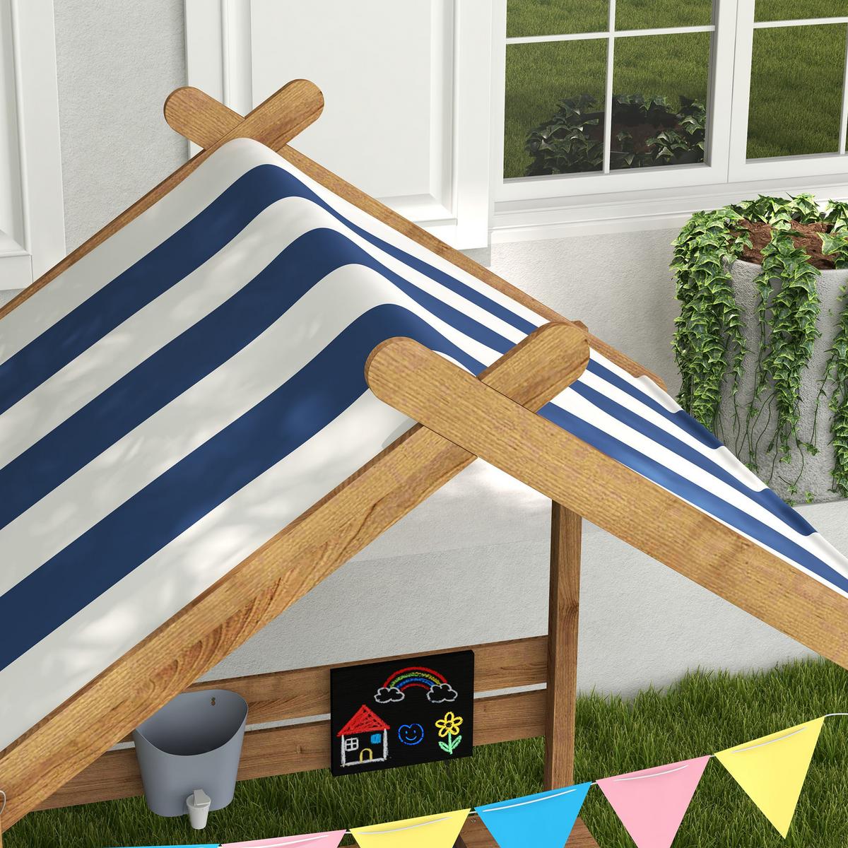 SANDKASTEN mit Dach, Sandkiste aus Holz mit Sitzplatz, Spielhaus, Garten, Braun - Braun, Holz (124/116/146cm) - Outsunny