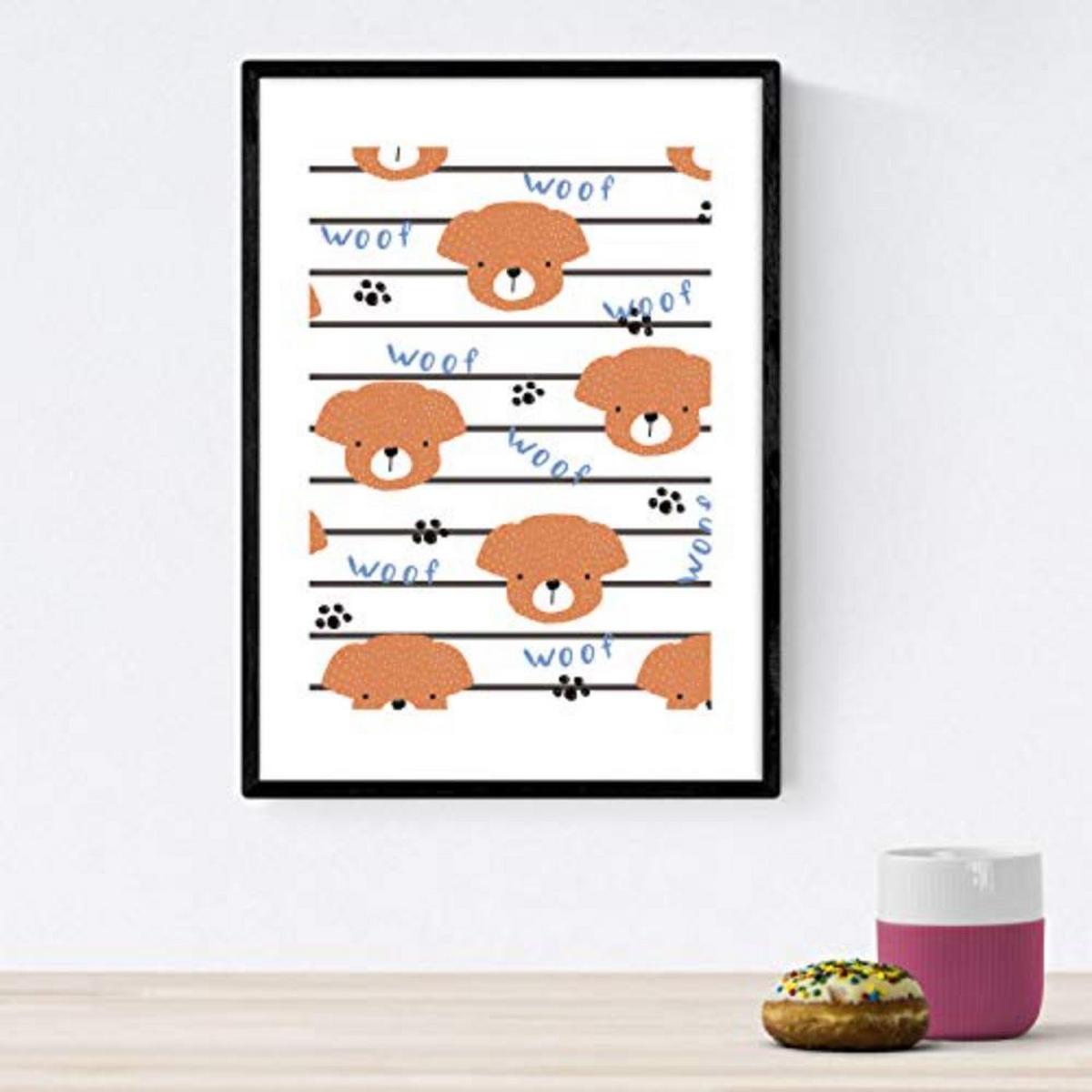 POSTER Set mit 4 tierischem A3 Schwarzer Rahmen - Schwarz, Papier (29.7/3cm) - Nacnic