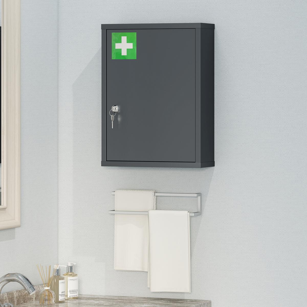 MEDIZINSCHRANK Kaltgewalzter Stahl Kohlegrau - Dunkelgrau, Metall (15/53.5/40cm) - Kleankin