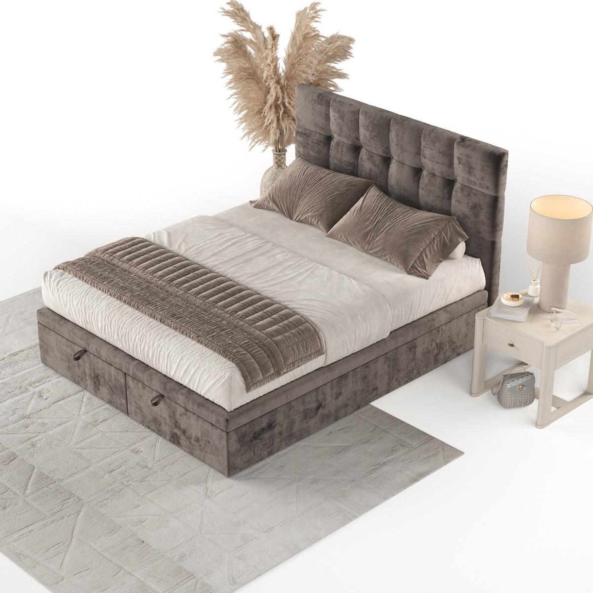 POLSTERBETT Guam mit Stauraum 120/200 cm Braun im Lotta Stoff - Schwarz/Braun, Holz/Holzwerkstoff (120/200cm) - AltaBeds