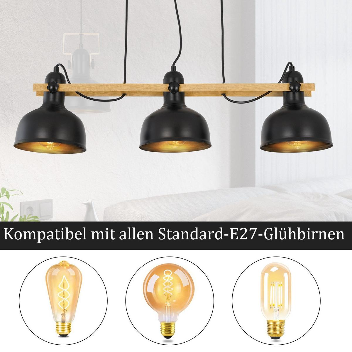 PENDELLEUCHTE Thilo 3-flammig 78/18/175 cm - Schwarz, Metall (78/18/175cm) - Nettlife