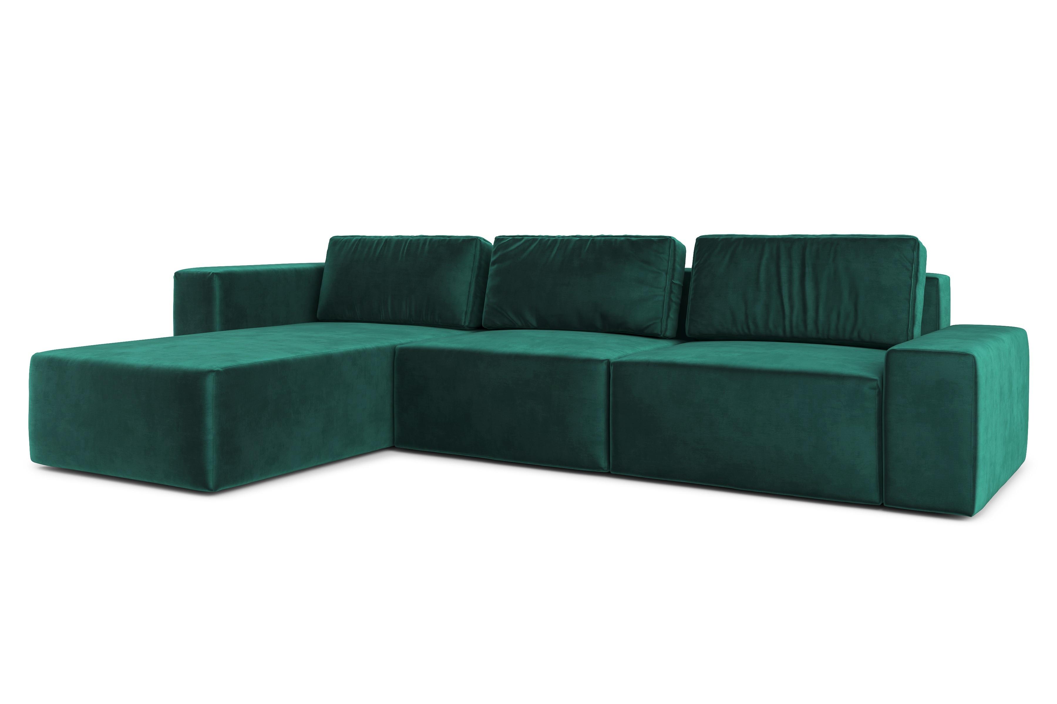 ECKSOFA L Form Arkleton Grün 360/180/93 cm Links Stil & Komfort - Türkis/Schwarz, Kunststoff/Textil (180/360cm) - AX Living