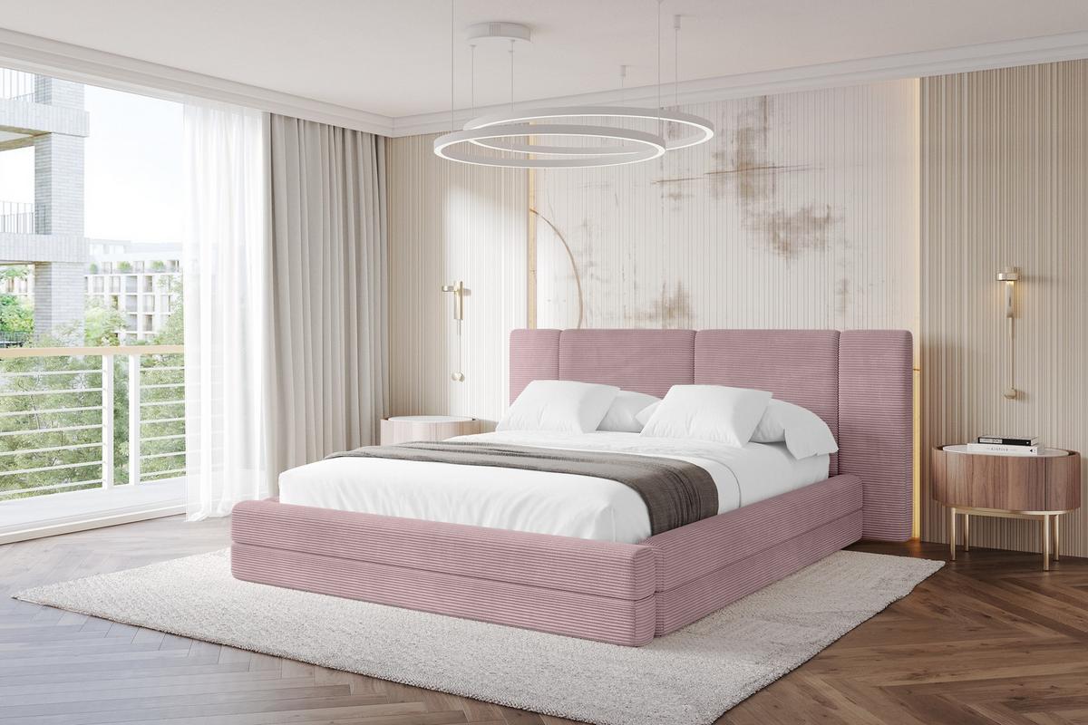 POLSTERBETT mit Bettkasten und Lattenrost, Bett mit Matratze H3/H4 - TEVO 140x200 Rosa - Rosa, Holzwerkstoff/Textil (140/200cm) - ALTDECOR