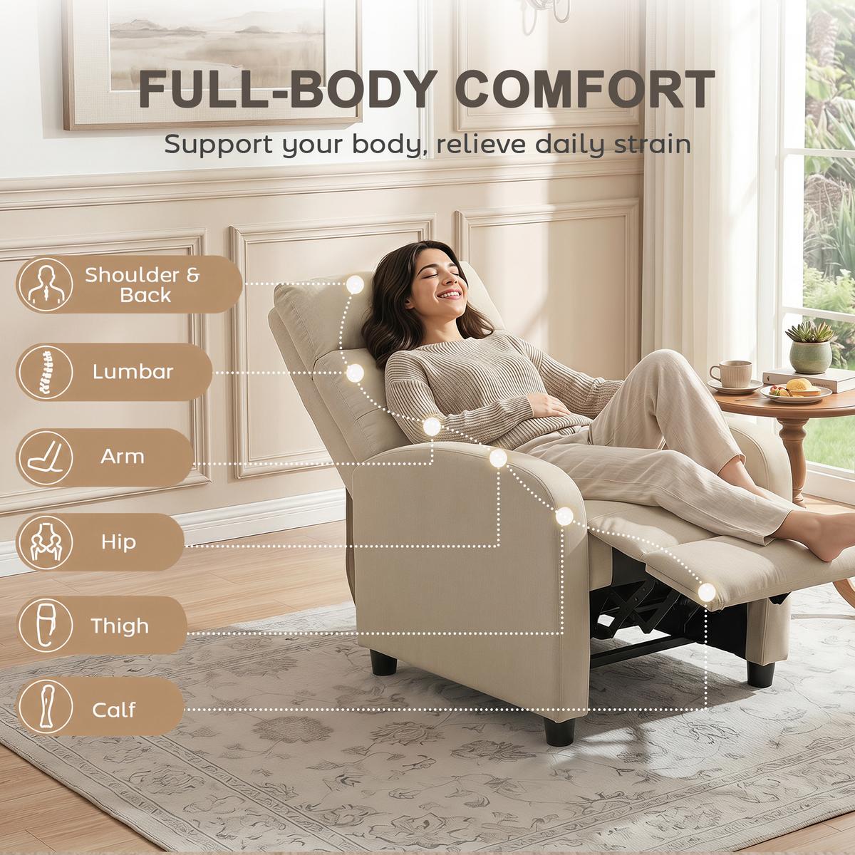 RELAXSESSEL Polyester Beige - Beige, Textil (67/98/87cm) - HOMCOM