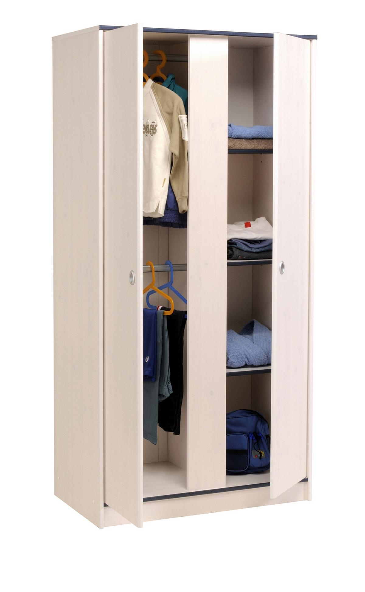 JUGENDZIMMER Set Hochbett 90x200 Schreibtisch Kleiderschrank - Blau/Weiß, Holz/Holzwerkstoff (206/182/108cm) - Parisot Meuble