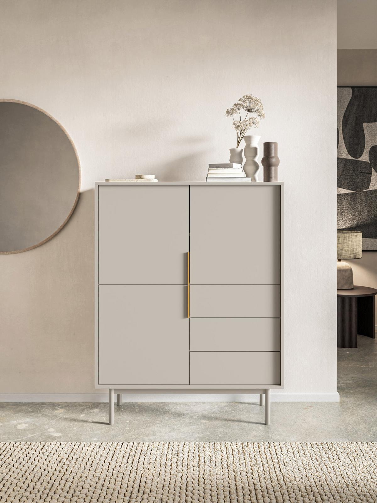 HIGHBOARD Viviaro Graubeige 104 cm - Kaschmir/Greige, Holz/Holzwerkstoff (104/134/39cm) - Selsey
