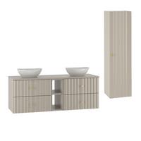 BADMÖBEL 140.6cm Izae 2er-Set Kaschmir - Beige, Holzwerkstoff (140.6/52.2/46.5cm) - Petits-meubles