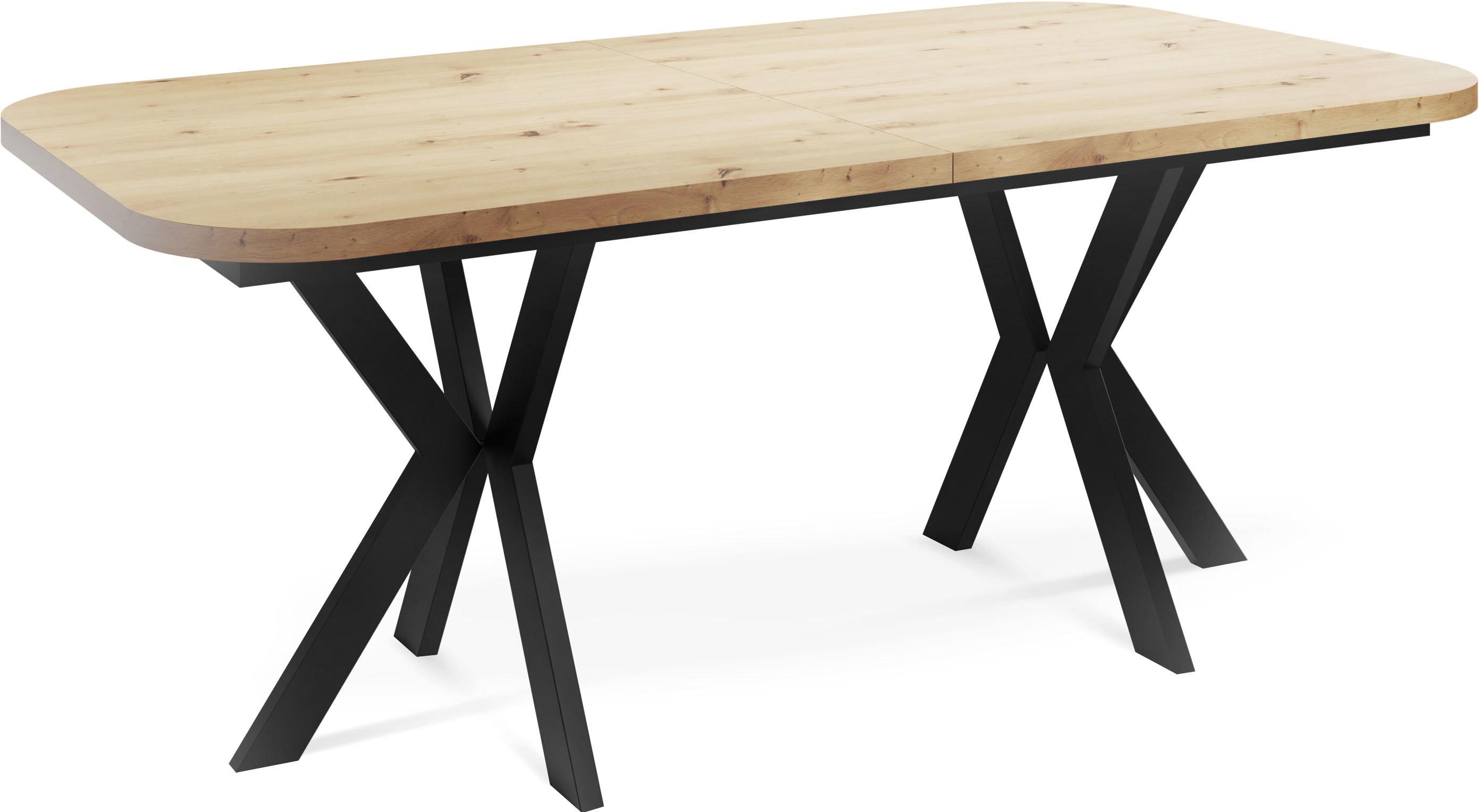 ESSTISCH Olivia ausziehbar rechteckig, Artisan Eiche 200-280/100/76 - Schwarz/Eiche Artisan, Holzwerkstoff/Metall (100/280/76cm) - WFL GROUP