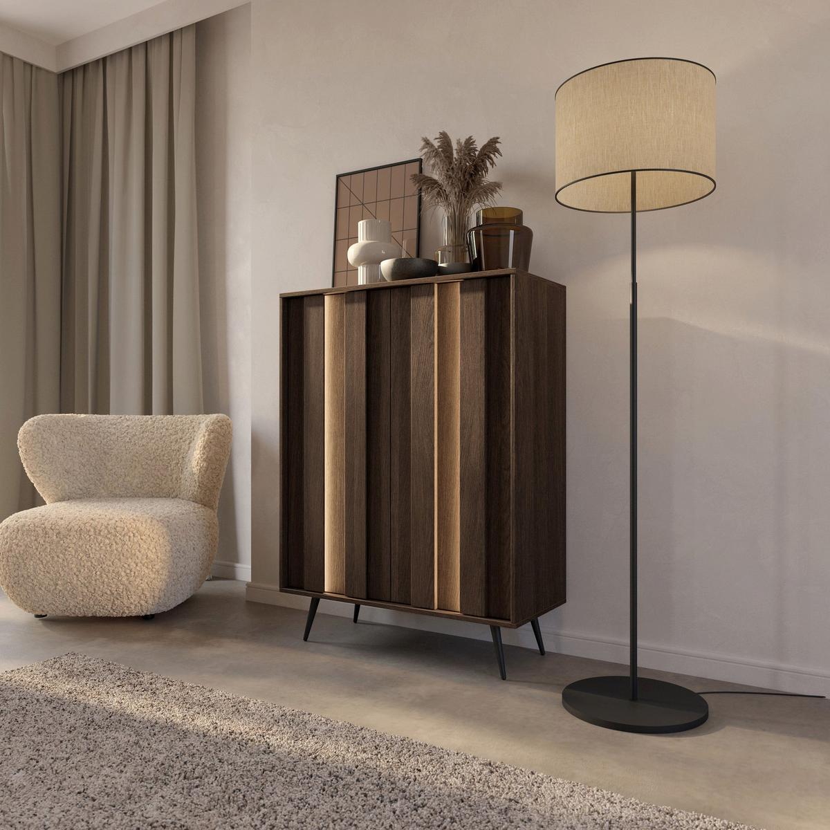 HIGHBOARD Amaro 93 cm - Eichefarben/Schwarz, Holzwerkstoff/Metall (93.5/125.6/40cm) - Selsey