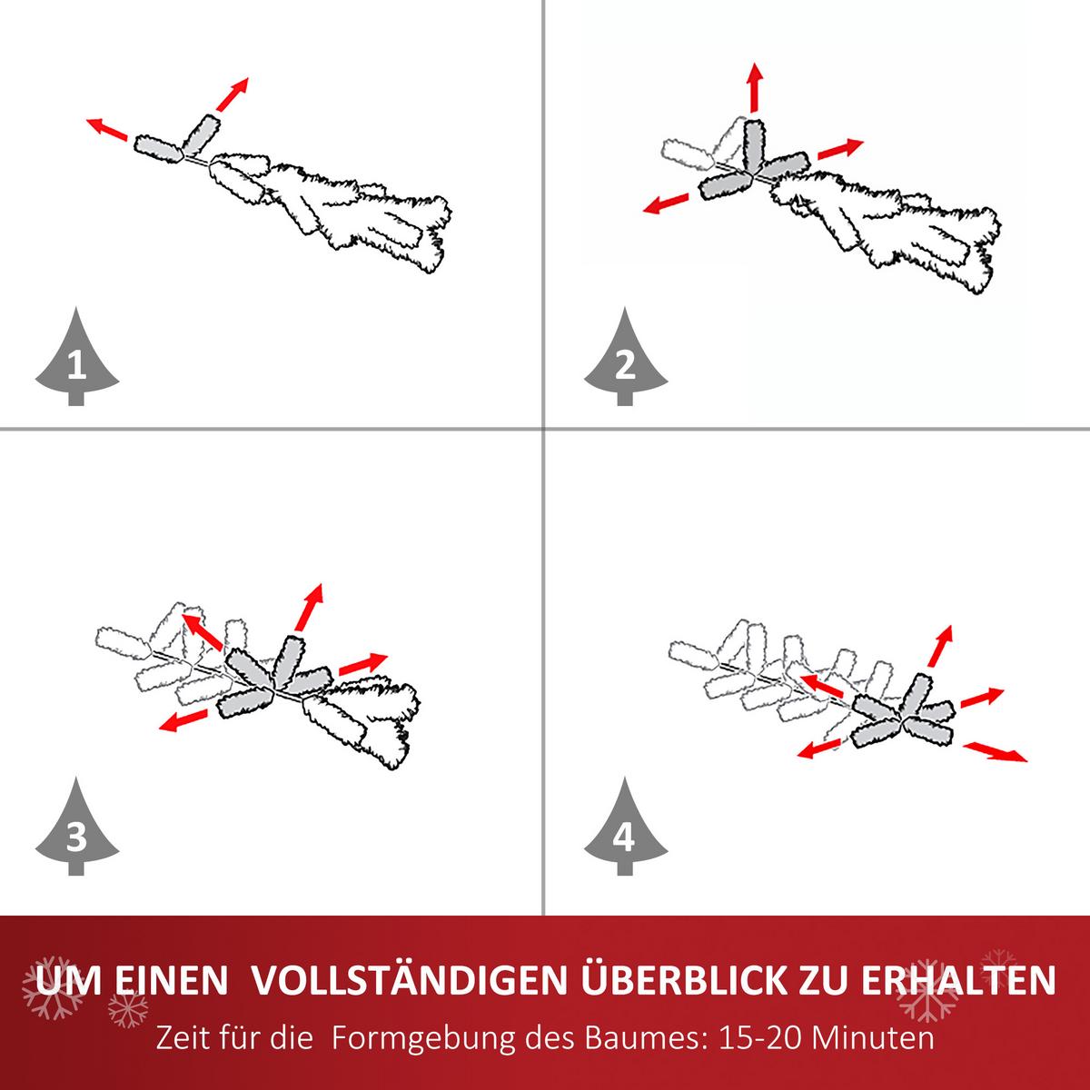 KÜNSTLICHER Weihnachtsbaum Tannenbaum mit LED-Leuchten Weiß+Blau - Multicolor, Kunststoff (120cm) - HOMCOM