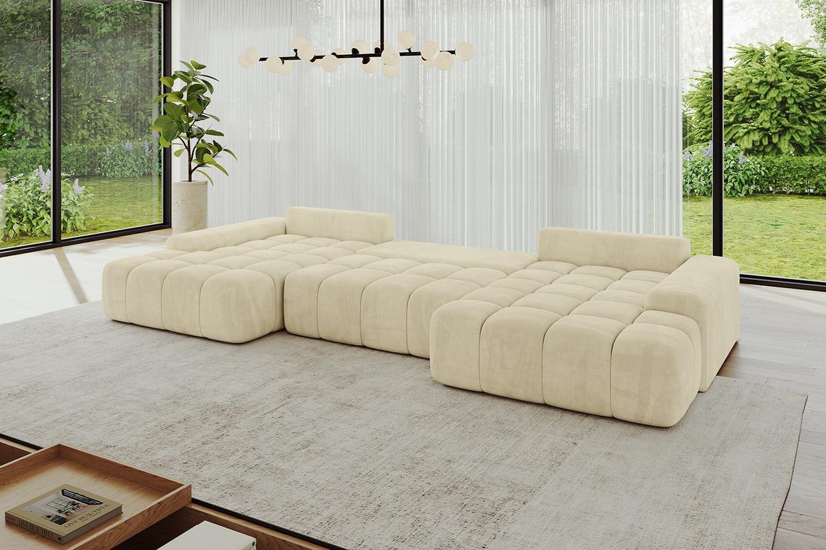 WOHNLANDSCHAFT ENSI-U - 353x164x69 cm Taupe - Taupe, Holzwerkstoff/Kunststoff (357/69/164cm) - ALTDECOR