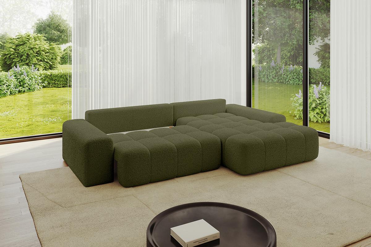 ECKSOFA Ottomane Rechts ENSI-L - 267x164x69 cm Olivgrün - Olivgrün, Holzwerkstoff/Kunststoff (164/267cm) - ALTDECOR