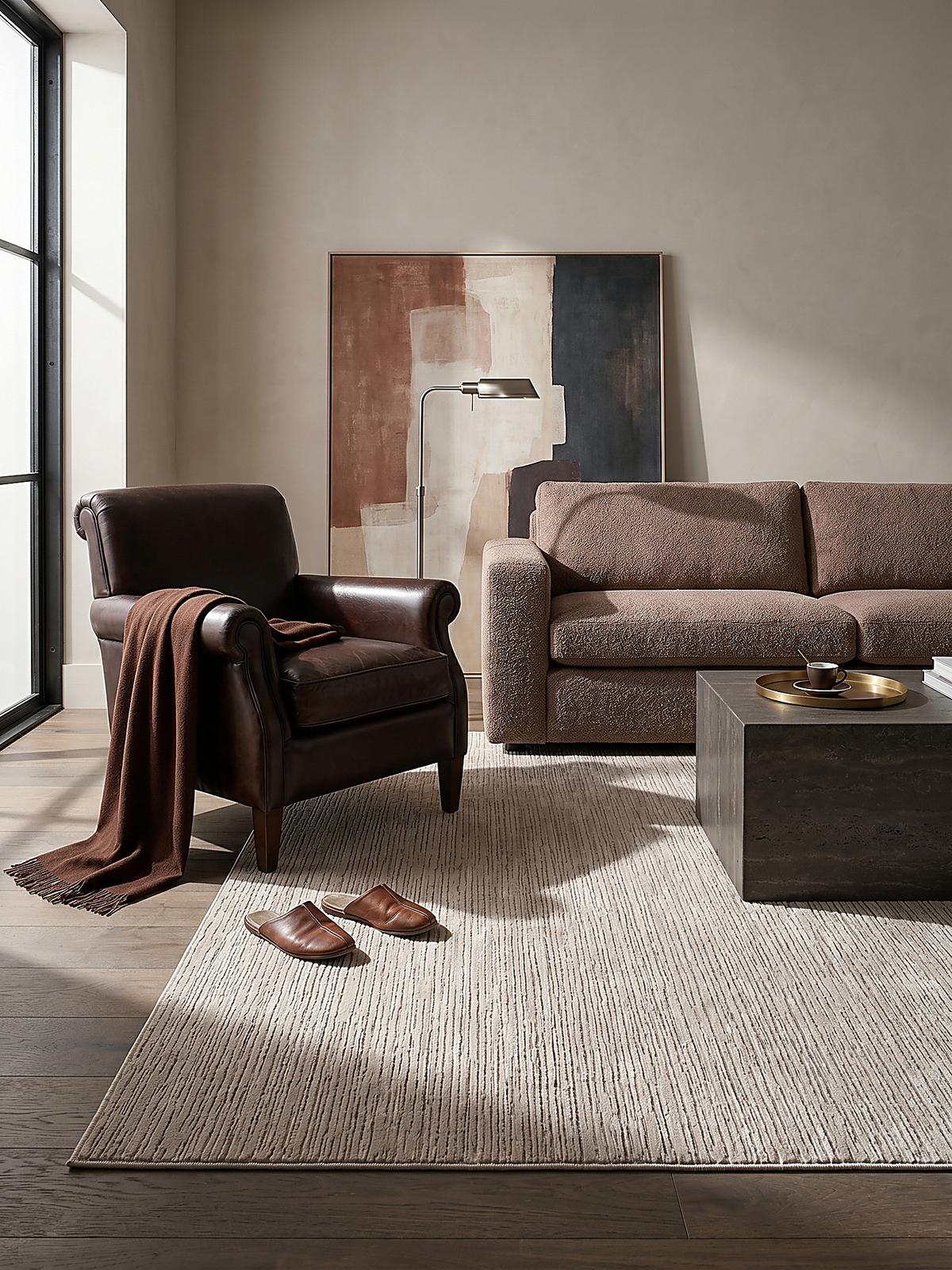 KURZFLORTEPPICH Streifen KASOS Polyester Beige 200 x 290 cm - Beige, Textil (200/290cm) - KADIMA DESIGN