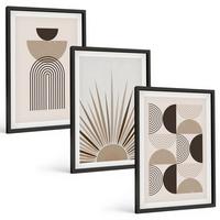BILDER SET 3er Set - 40x60 cm Schwarzer Rahmen - Abstrakte Formen beige braun - Schwarz, Kunststoff (40/60cm) - TULUP
