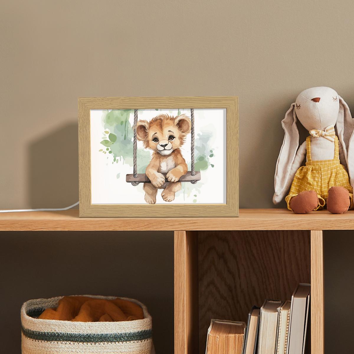 NACHTTISCHLAMPE Löwe - Tier - Kinder - Dschungel 20x15 cm - Weiß, Holzwerkstoff (8/20/15cm) - OnlyWow