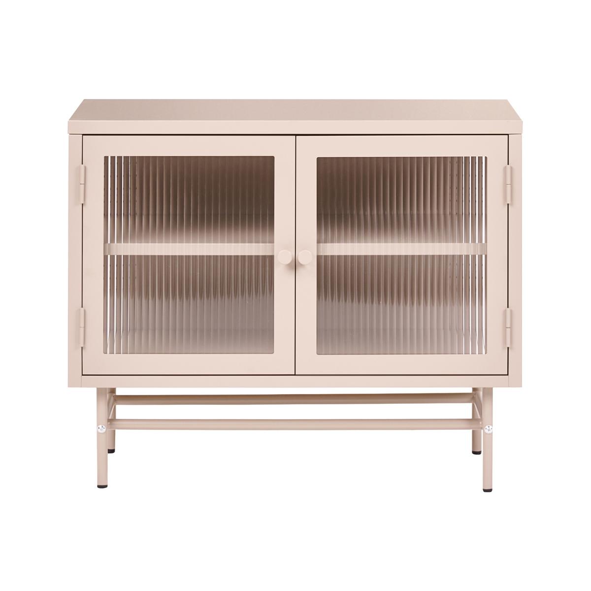 SIDEBOARD mit Glastüren Metall 77 cm Beige Devon - Beige, Metall (77/64/35cm) - Beliani