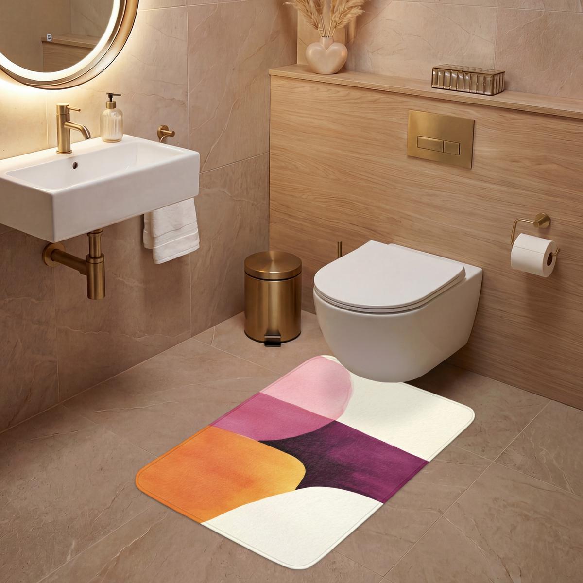 WC-VORLEGER Formen - Abstrakt - Farbenfroh Toilettenvorleger 60x90 cm - Terracotta, Textil (60/1cm) - OnlyWow