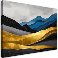 LEINWANDBILD Berge abstrakt gold glamour 100x70cm - Gelb, Textil (100/70cm) - Feeby