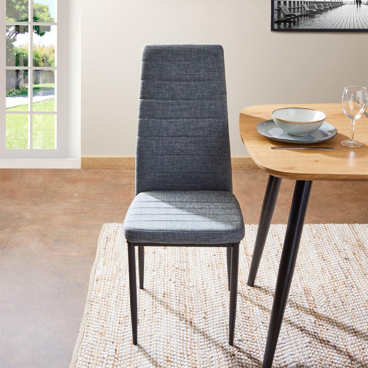 ESSZIMMERSTÜHLE NATHALIE 4er-Set grau/schwarz - Schwarz/Grau, Textil (43/100/50cm) - IDIMEX
