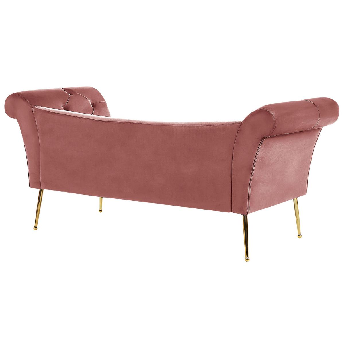 CHAISELONGUE Samtstoff rosa/gold Nantilly - Pink, Textil (175/76/70cm) - Beliani