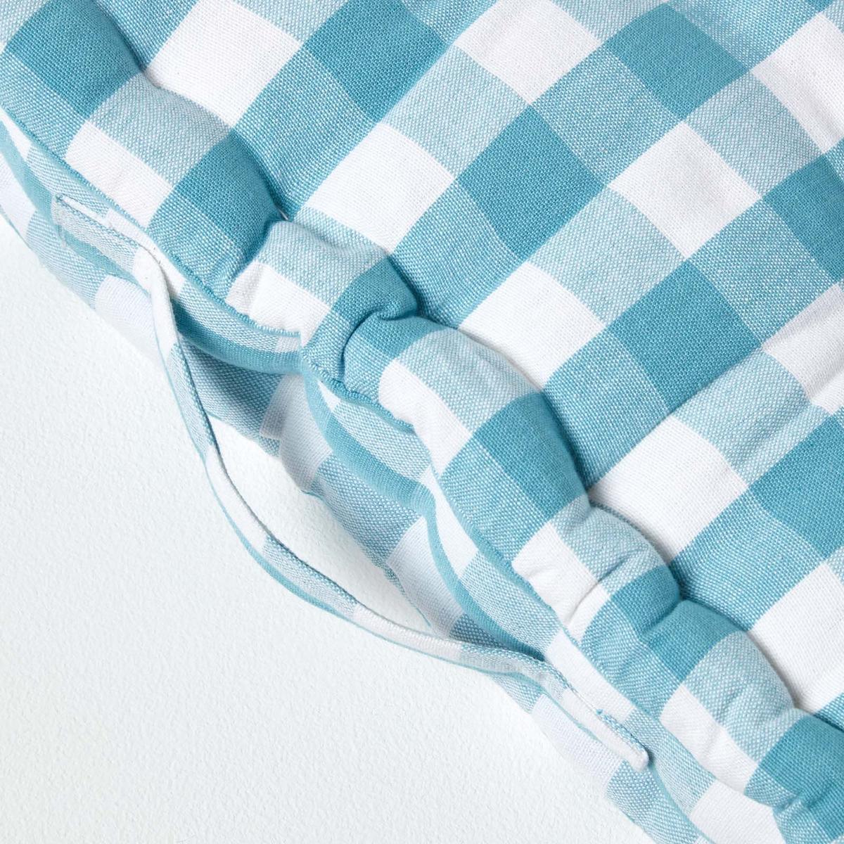 SITZKISSEN blau-weiß kariert 40/40/8 cm - Blau, Textil (40/40/8cm) - Homescapes