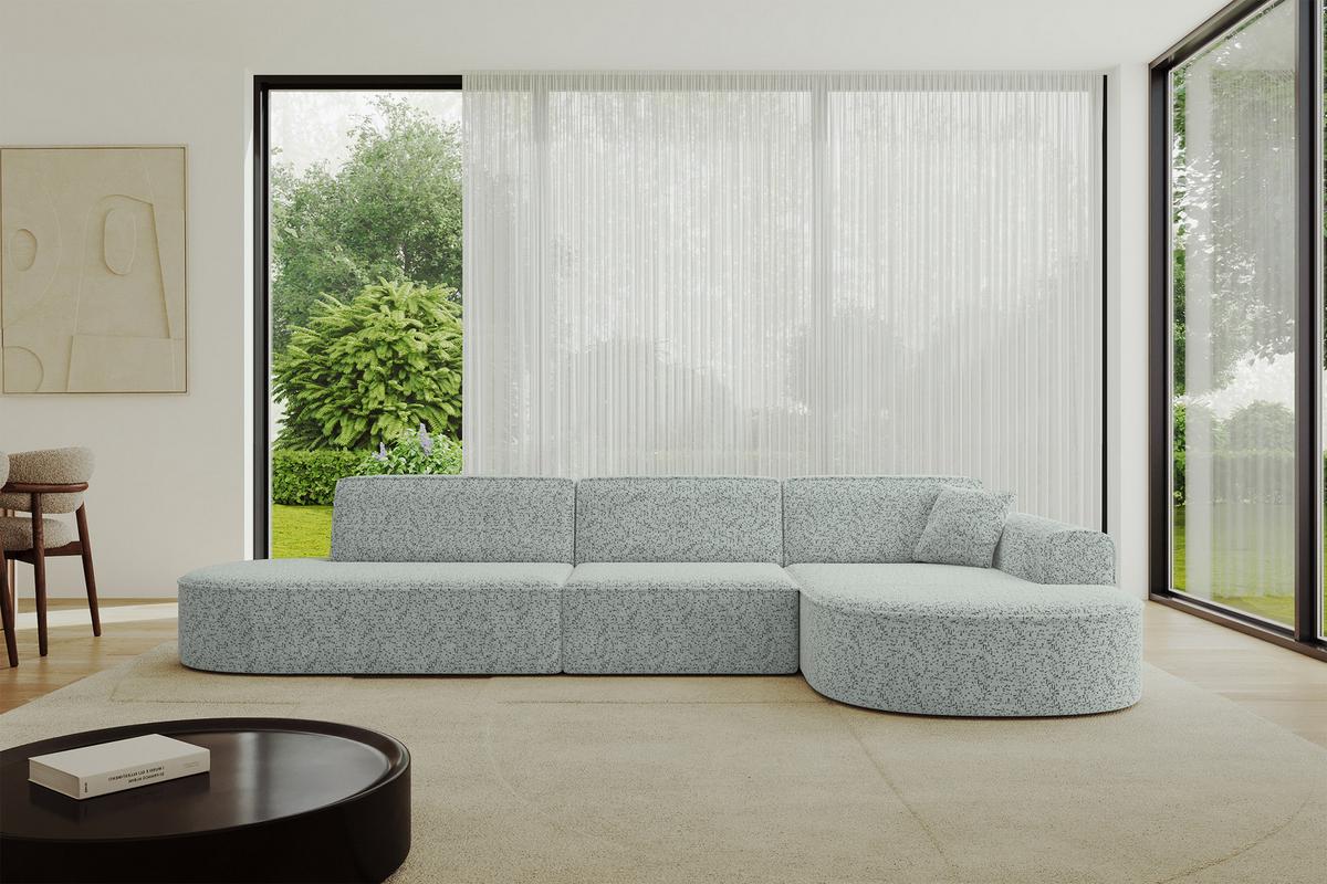 ECKSOFA Ottomane Rechts MARI-L2 - 328x171x79 cm Grün Tissu - Wildeiche/Schwarz, Holzwerkstoff/Kunststoff (171/328cm) - ALTDECOR