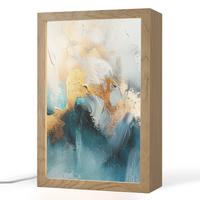 TISCHLEUCHTE Abstrakt - Kunst - Gold - Blau 20x30 cm - Aubergine, Holzwerkstoff (8/20/30cm) - OnlyWow