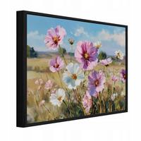 BILDER mit Rahmen Blumen Wiese Rosa 120x80 cm - Multicolor, Holzwerkstoff (120/80cm) - Wallarena