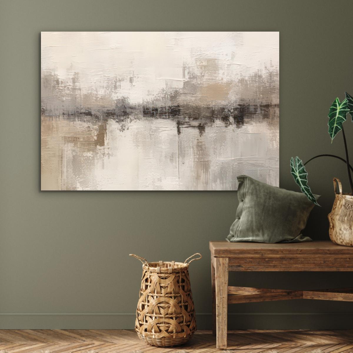 METALLBILD Moderne Kunst - Abstrakt - Beige Deko Groß 120x80 cm - Beige, Metall (120/80cm) - MuchoWow