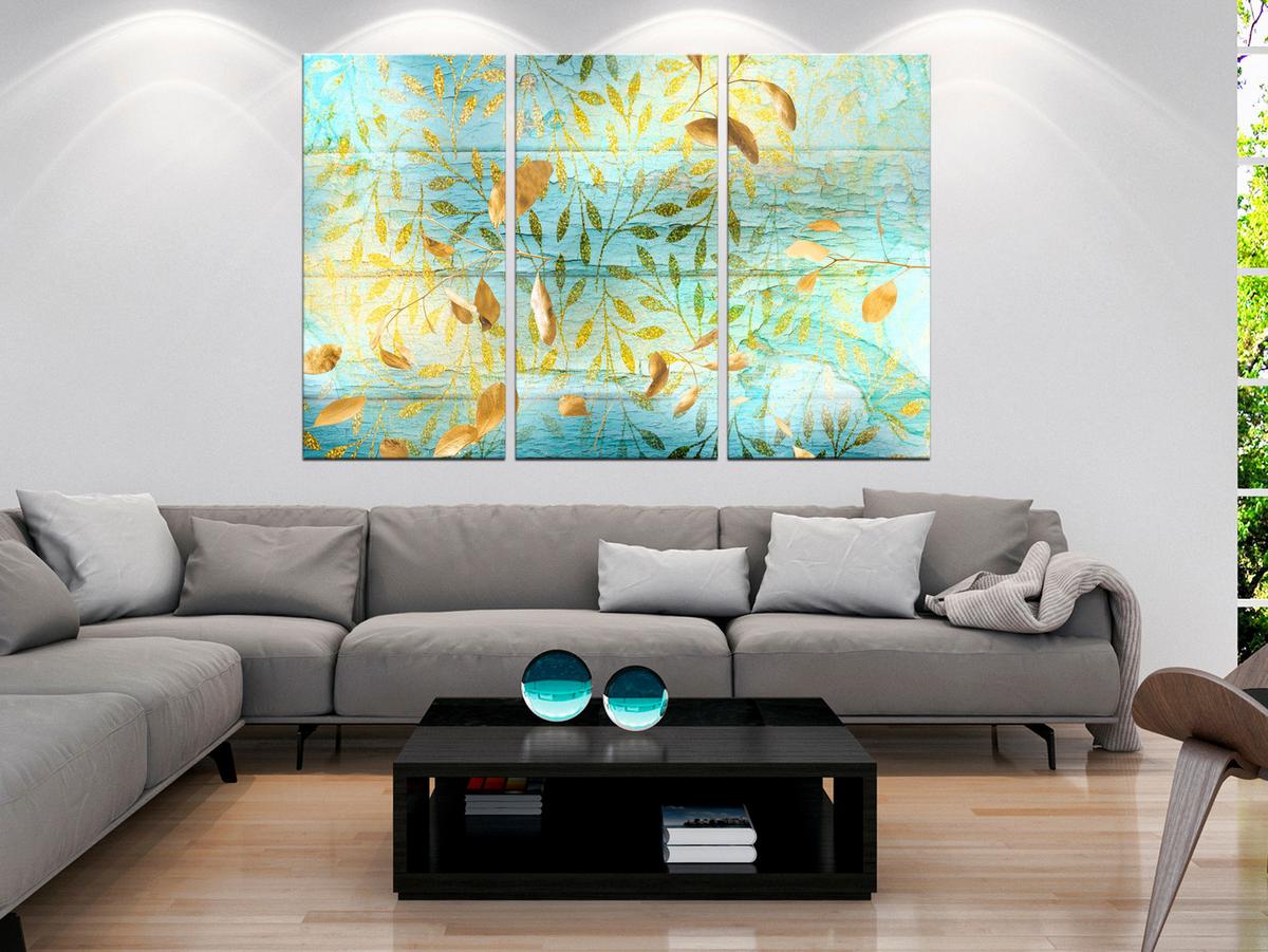 KUNSTDRUCK Blau 90/60 cm - Blau/Goldfarben, Textil (90/60cm) - KUNSTLOFT