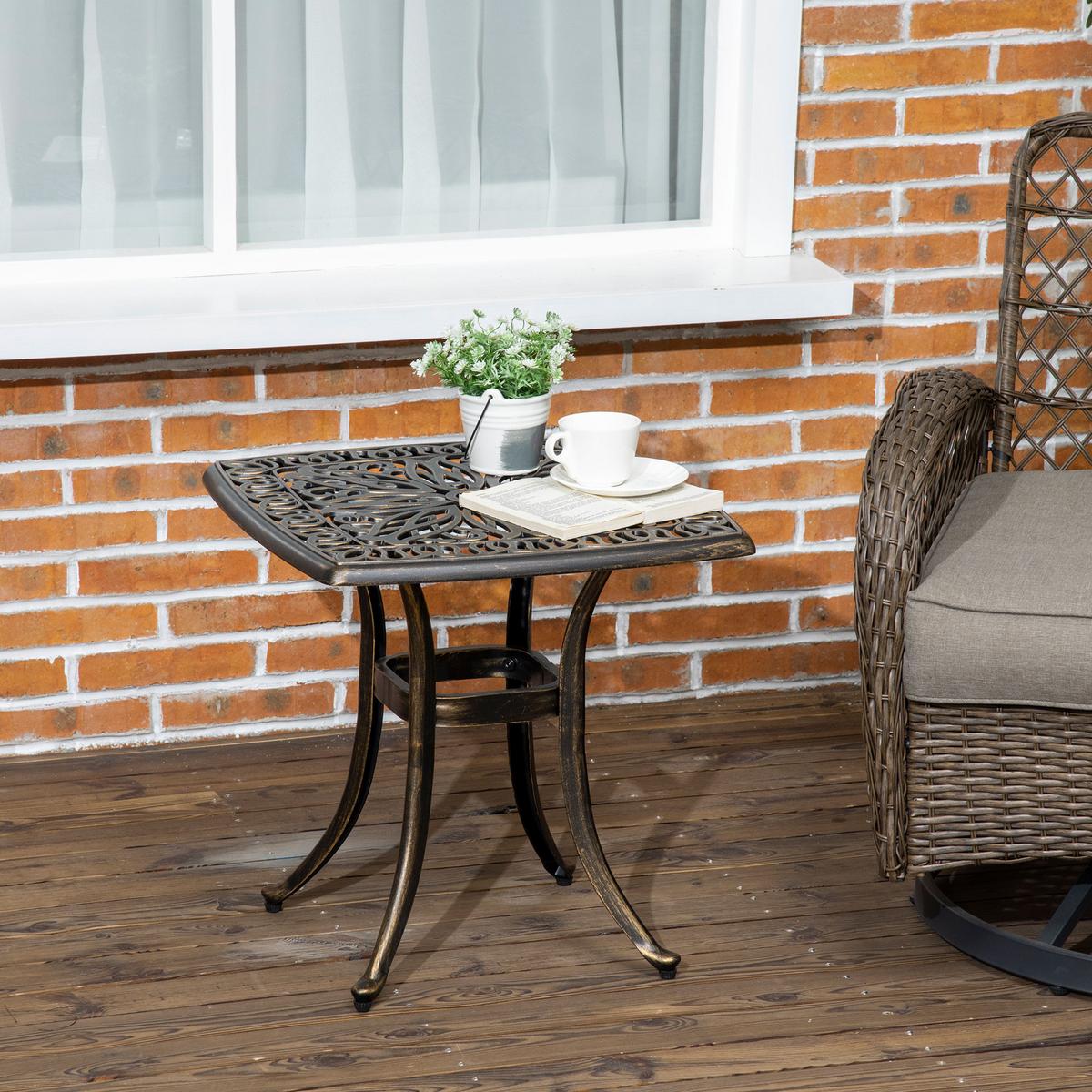 GARTEN BEISTELLTISCH, Bronze, Aluminium - Bronzefarben, Metall (54/54/52.5cm) - Outsunny