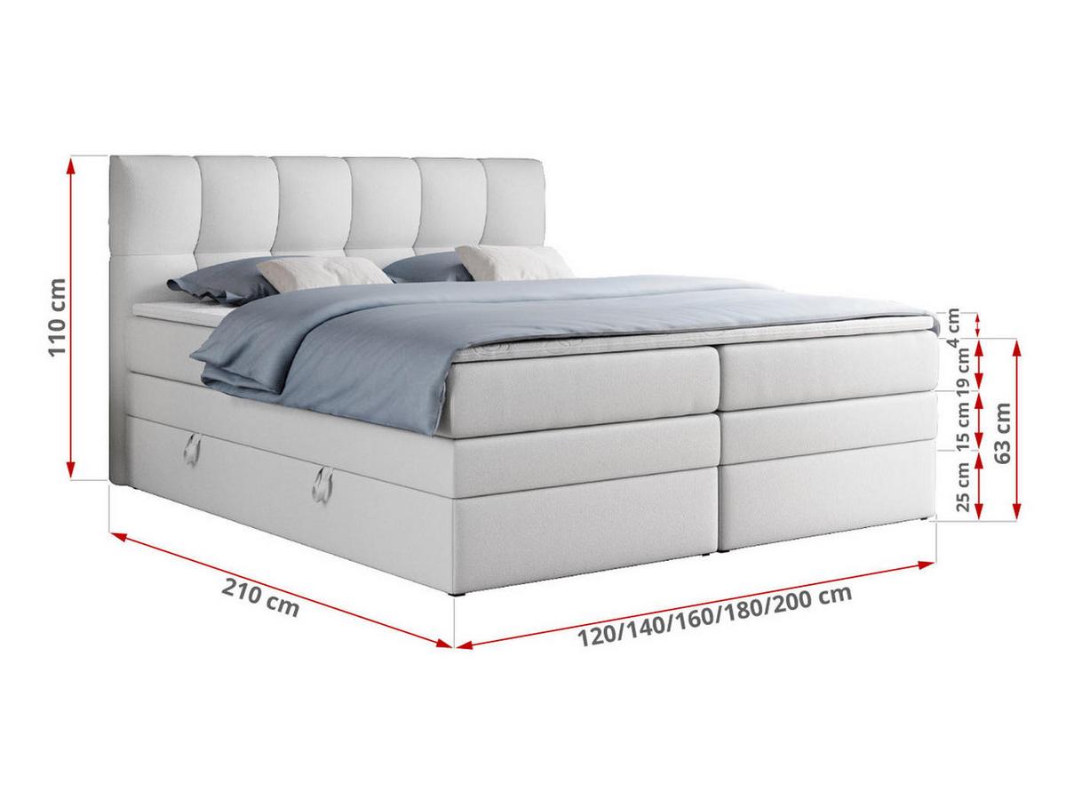 BOXSPRINGBETT ALVIN KING 180/200 Weiß Kunstleder - H3 - Weiß, Holz/Textil (180/200cm) - MKS